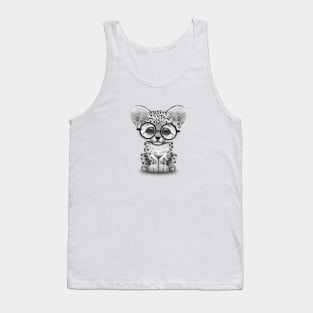 Cute Snow Leopard Cub Wearing Glasses Tank Top